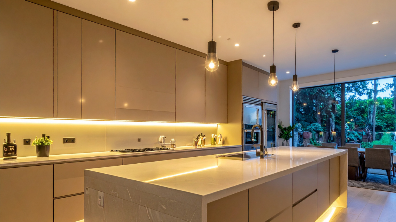 kitchen with lights